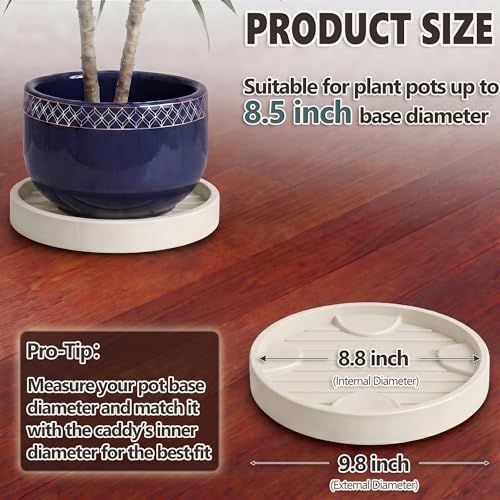 9.8Inch Plant Caddy with Hidden Wheels for Large Pots - Image 2