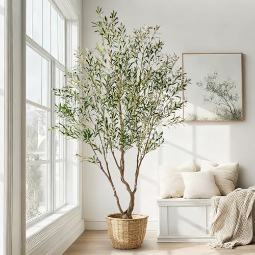 7ft Faux Olive Tree with Pot & Moss Artificial Olive Plant Fake Olive Tree for Home Decor, Large Indoor Artificial Trees Faux Plants Indoor Durable Artificial Trees for Living Room/Office - Image 5
