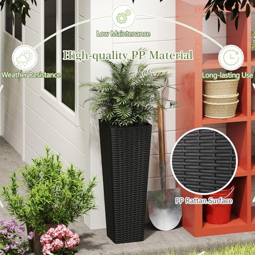 GIANTEX Planters for Outdoor Plants Set 2, 32" & 24" Tall Tapered Plants - Image 6