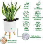 6.5" Self Watering Planters (2 Pack) for Indoor Plants with Water Indicator, White Modern Flower Pot with Wood Stand for Office Home Decor Garden - Image 3