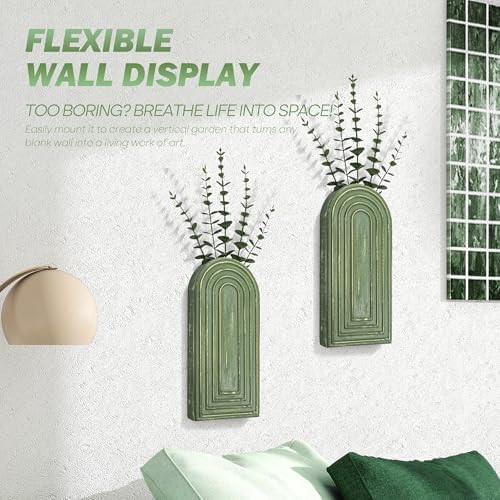 EOSAHR Wall Vase for Flower: Wall Planter Holder for Boho Wall Decor, Green - Image 5
