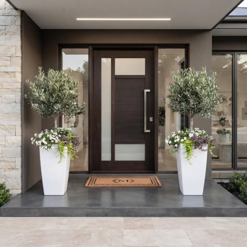 Tall Square Planters 2Pack, Plastic Pots Indoor Outdoor, White - Image 6