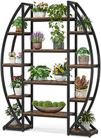 Tribesigns Curved Plant Stand Indoor, 8 Tiered Large Metal Plant Shelf, 69" Tall Industrial Flower Pot Stand Display Rack for Indoor Living Room, Balcony, Patio (Brown) - Image 7