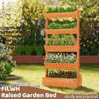 Wooden Raised Garden Bed Vertical Planter Box, Freestanding Plant Stand for Indoor Outdoor Plants, Herbs, Flowers, Vegetables, Gardening (Reddish Brown, 5-Tier，29.9 x 17.9 x 68in) - Image 2