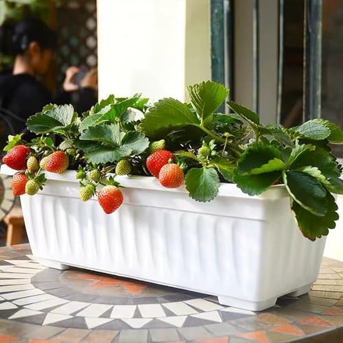 Window Box Planter for Outdoor & Indoor, Rectangular Flower Pot with Drainage Hole and Tray, Decorative Garden Planter Box for Windowsill Balcony Railing Garden and Patio (Yellow, 3pc) - Image 4