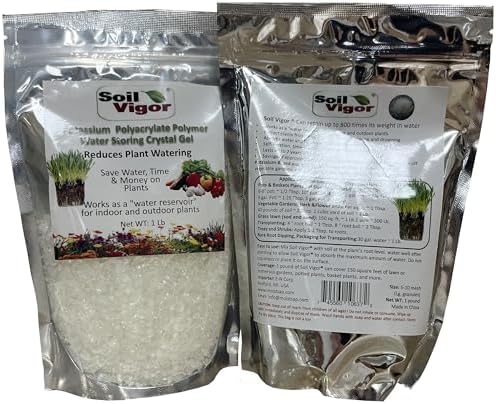 Water Storing Crystals – Commercial Grade Soil Additive & Moisture Retainer – Potassium Polyacrylate Super Absorbent Polymer for Plants, Gardens & Lawns (2) by Soil+Vigor