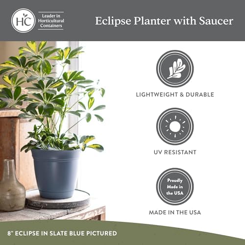 The HC Companies Eclipse Round Planter Pot, 12 Inch, Peacock, 2-Pack - Image 4