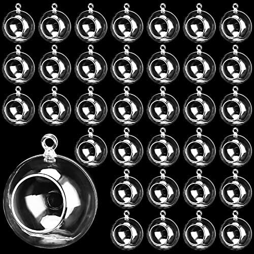 MANCHAP 60 PCS 3.15 Inch(80mm) Clear Acrylic Hanging Globes & Balls - Fillable Air Plant Holder for DIY, Art, Wedding & Garden Decoration by MANCHAP