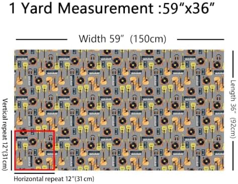 Music Fabric by The Yard - Musical Instruments Upholstery, Guitar Record - Image 5