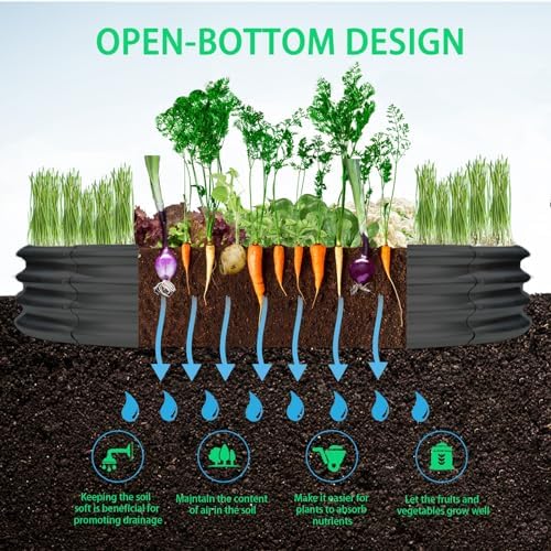 Durable Round Galvanized Steel Raised Garden Bed for Planting,Round Galvanized Steel Fire Ring/Fir Pit for Outdoor- 5×5×1FT,0.8MM Thick(Black, 60 ins Diameter x 12 ins high) - Image 2