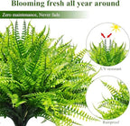 UV Resistant Lifelike Artificial Boston Fern - 2024 New Faux Boston Ferns Outdoor Planter Large, Realistic Fake Feen Hanging Silk Fern Stems Indoor Basket Plant Urn Fillers Front Porch (4, Green) - Image 3
