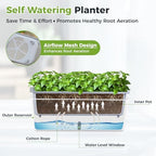 4 Pack Rectangular Planter 17 x 4.5 in Self Watering Planter Window Sill Planters Indoor Rectangle Planter Self Watering Pots Plastic Plant pots with Drainage Holes White Flower Pot Indoor - Image 4