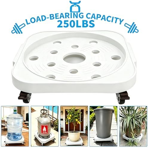 2-Pack 11" 5-Gallon Water Bottle Jug Caddy with 4 Rolling Swivel Casters - Heavy-Duty 5-Gallon Bucket Dolly & Plant Stand, Blue (2, White) - Image 5