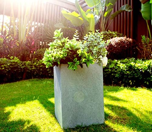 Kante Small Tall Square Blue Gray Concrete Planter 13" H, Outdoor - Image 4