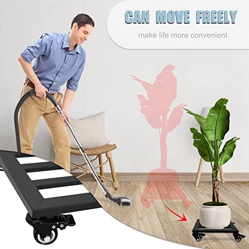 2 Pack 12 Inch Plant Caddy with Wheels, 380 Lb Metal Dolly, Locking Casters - Image 6