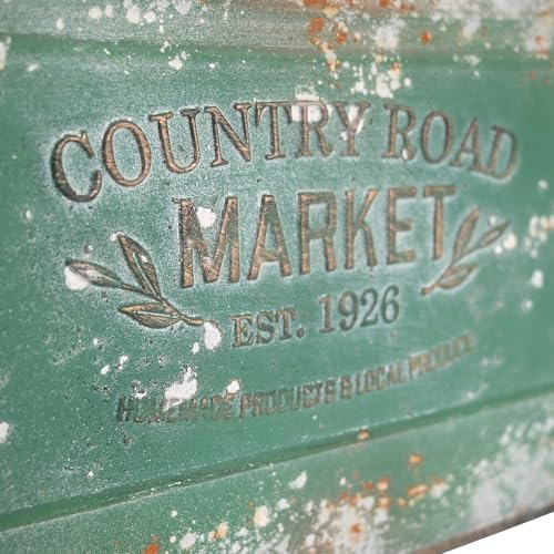 All Chic Set of 2 Metal Hanging Wall Planters Outdoor Indoor Mail Wall Mounted Planter Antique Shabby Chic Wall Decor (Green) - Image 6