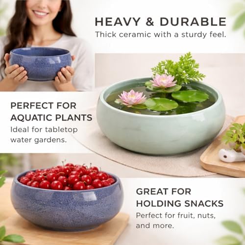 laringExtra1 Lotus Bowl Planter 2 Pack, 7.5in & 6.5in, Shallow Vase - Image 3