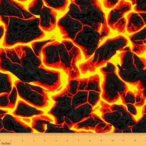 Volcano Fabric by The Yard, Volcanic Rock Upholstery, Halloween Lava Tapestry, Indoor/Outdoor, DIY Art Craft, Orange Black, 10 Yards by Erosebridal