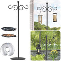 Thickened 74.5" Shepherd's Hook with Stand，Bird Feeder，Wind Chime Hanger Stand, Waterproof Metal & Adjustable-Height Pole Holder for Lantern ，Wreath, Hanging Plants Indoor & Outdoor（2 Placement Racks) by vorriop