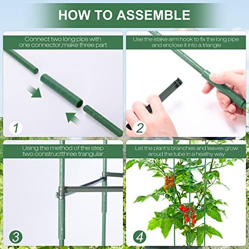Sunnyray 15 Pack 48 Inch Tomato Cages Metal Plant Supports for Garden Green - Image 3