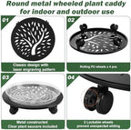 3 Packs Metal Plant Caddy with Wheels 12" Large Rolling Plant Stands Wheeled Plant Dolly Heavy-Duty Flower Pot Roller Base Movers, Black - Image 2