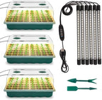 144-Cell Self-Watering Seed Starter Tray with Grow Light & Humidity Dome for Indoor Seedling Growth Complete Kit for Plant Germination LED Red Blue 2 Set by Muening