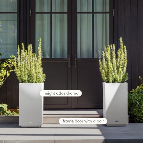Veradek Block Series Pedestal Planter - Tall Rectangular Outdoor Planter - Image 4