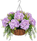 Ammyoo Artificial Light Purple Hydrangea Flowers with Hanging Basket by Ammyoo