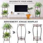 MOCORY Plant Stand Indoor Outdoor,2 Tier 27.1" Tall Metal Plant Shelf,Brown - Image 4