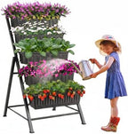 TEANDE Vertical Raised Garden Bed, 5-Tier Elevated Planter Box w/Drainage System & 4 Hooks for Herbs Vegetables Flowers, Vertical Garden Planter for Patio Yard Indoor Outdoor by TEANDE
