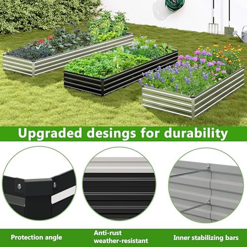 2PCS 9x3x1ft Galvanized Raised Garden Bed,Outdoor Planter Box Metal Patio Kit Planting Bed for Vegetables Flowers Herb,Black - Image 5
