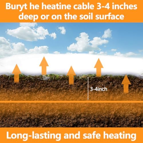 118Ft Soil Heating Cable with Thermostat, Rubber Heated Warming Cable for Seed Starting, Outdoor Greenhouse, Cold Frame & Garden Beds, Plant Root Winter Protection Kit Includes Ground Stakes - Image 5