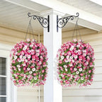 Artificial Flowers with Hanging Basket, Outdoor Faux Plants UV Resistant - Image 5