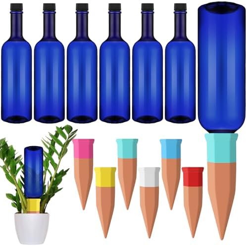 SiliFine 6 Sets Terracotta Watering Spikes,Blue and Mixed Color by SiliFine