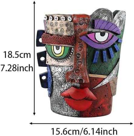 TOZLU Abstract Face Head Planter Picasso Colorful Art Resin Flower Pot - Image 2