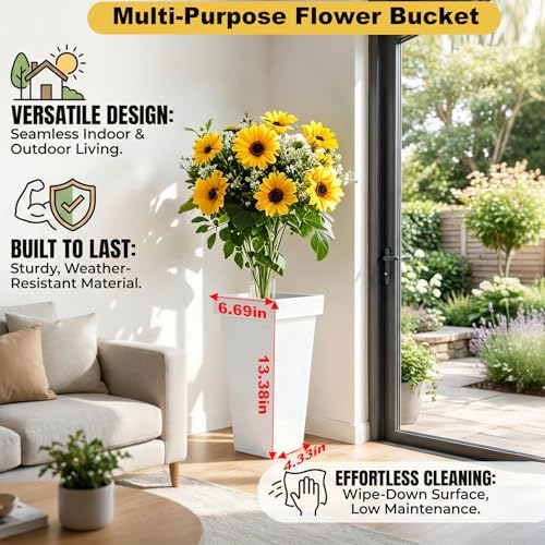 White Mobile Metal Plant Stand, 360 Rolling Flower Rack - Image 6