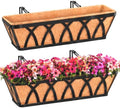 HKZ Deck Balcony Railing Planter Window Boxes - 2 Pack 30 Inch Planter Box, Balcony Planters Railing Hanging, Window Boxes Outdoor Fence Planters by HKZ