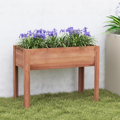 40x20x31 inch Raised Garden Bed with Legs, Elevated Wooden Planter Box for Outdoor Plants Flowers Fruits Vegetable Herb Growing - Image 7
