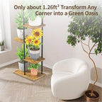 LASZOLA Plant Stand Shelf Tall for Indoor Corner, 7 Tier Wood Brown - Image 5