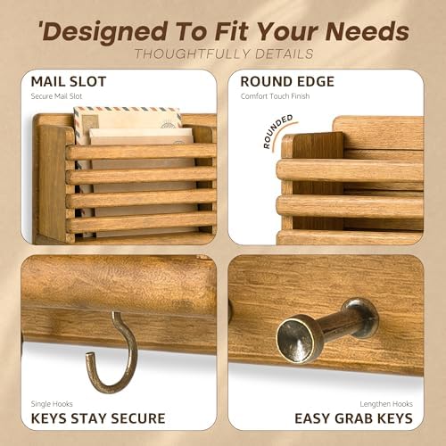 Rebee Vision Key Holder Wall Mount with Mail Slot for Home Decor, Yellow - Image 7