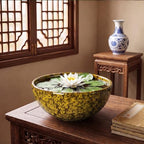 Succulent Pots, 10 Inch Ceramic Bonsai Pots, Yellow Leopard - Image 6