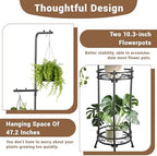 Plant Stand,Adjustable 3 Tier Potted Holder Flower Pot Stand with Hangers - Image 3