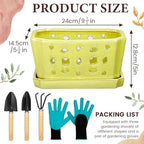 Teenyyou 9.5" Orchid Pot Ceramic with Hole Saucer for Repotting, Yellow - Image 2