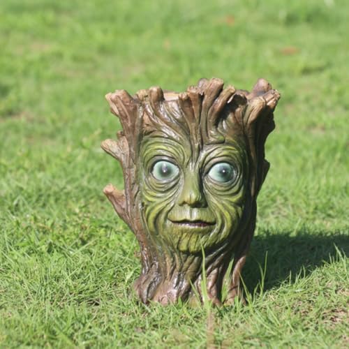 Tree Face Planter with Drainage Holes, 7.87 x 3.93 x 1.96 inches, Resin Garden Flower Pot, Indoor Outdoor Decorative Vase for Plants (xiao) - Image 3