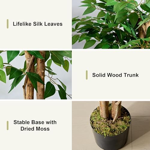 VECELO Artificial Ficus Tree with Sturdy Nursery Pot, 6FT Faux Silk Plant for Indoor Outdoor Home Garden Decor, 2 Pack - Image 4