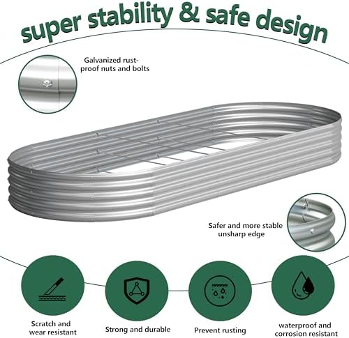 2PCS 12x4x1FT Galvanized Metal Raised Garden Bed,Outdoor Planter Box for Vegetables - Image 2