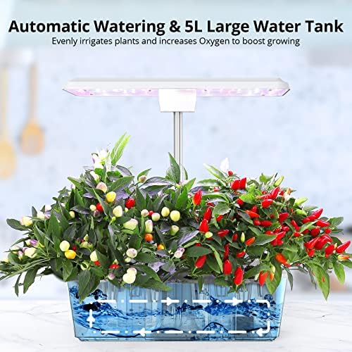 Hydroponic System Growing Indoor Garden 12 Pods 36W 100 Bulbs in 5 Colors LED Growth Light, Herb Garden Kit Indoor with Quiet Pump ＆ Automatic Timer Adjustable Height Up to 23" 5L Water Tank - Image 2