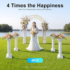 Roman Columns 4 Pcs 33.86" Adjustable Height Plastic Wedding Stand Roman Pillar Greek Column Plant Stand Elegant Wedding Event Party Decorative Pedestal Flower Holder (Type E, 4Pcs, 11.4x31.5 Inch) - Image 2