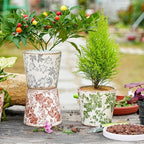 Sungmor Vintage Ceramic Planter Set of 3, 5.5 Inch Crackle Glaze Planters - Image 5
