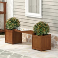 Furinno TIOMAN Planter Box with Bench, Hardwood Flower Box with Seat, Cube Garden Box, in Teak Oil, Outdoor Indoor, Garden, Patio, Balcony, Light Wood by Furinno-FitsYourSpaceFitsYourBudget